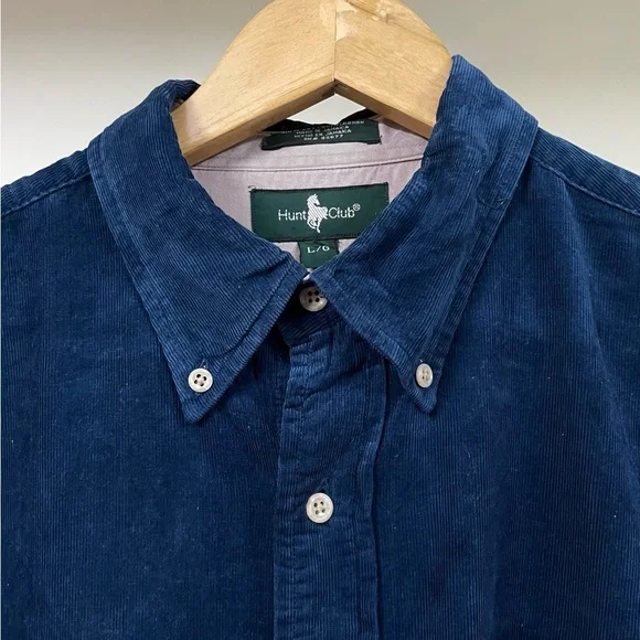 HUNT CLUB AUTHENTIC CORDUROY NAVY BLUE SHIRT FOR MEN’S & WOMEN’S - Picture 4 of 5